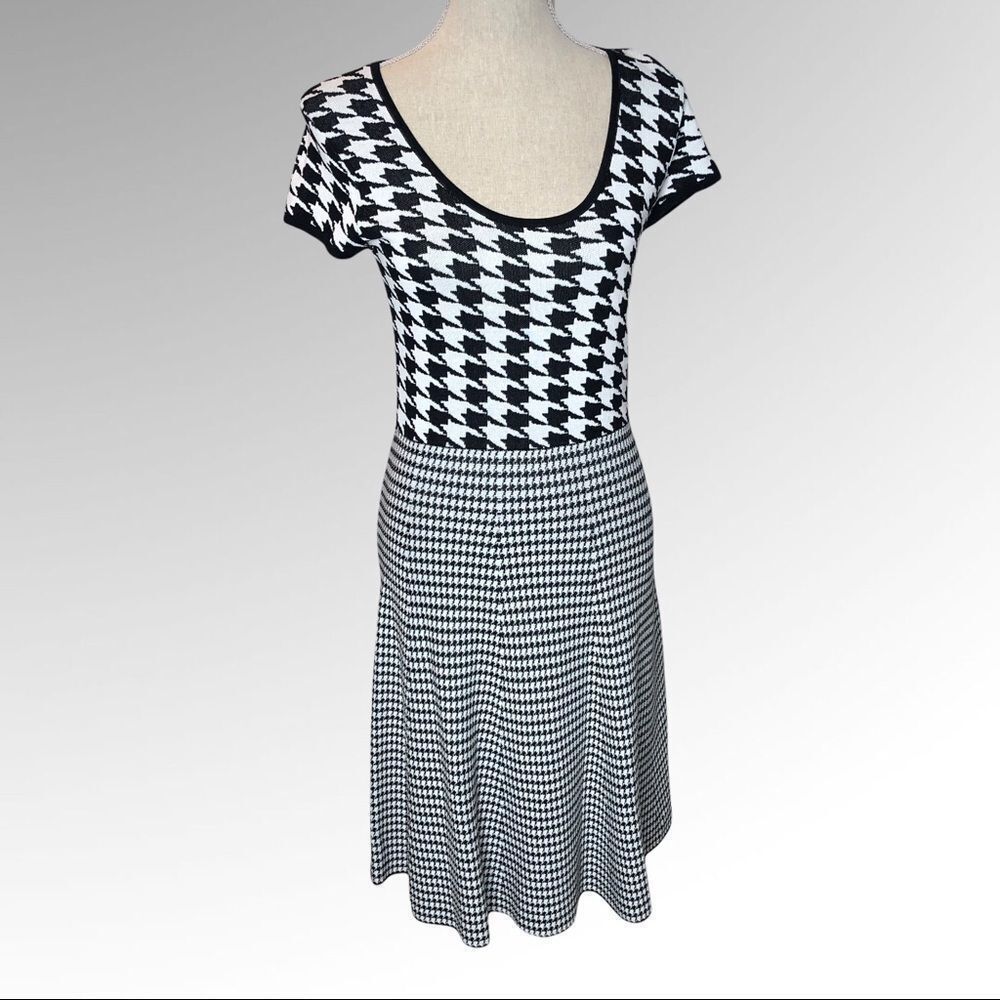 SAKS FIFTH AVE BLACK Houndstooth Sweater Dress, SP